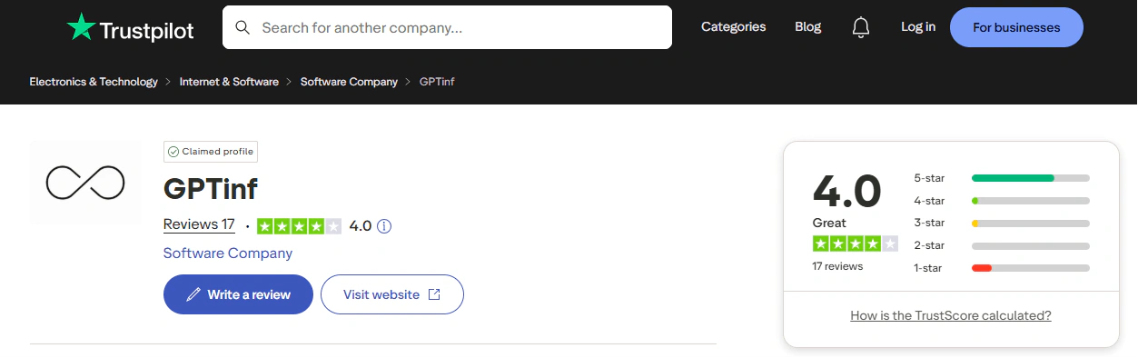 GPTinf trustpilot