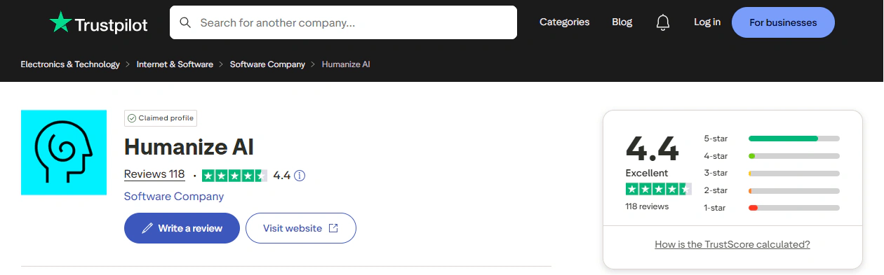 Humanizeai trustpilot