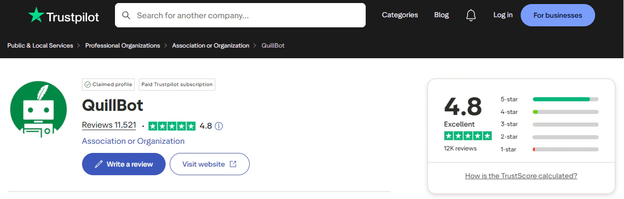 Quillbot trustpilot