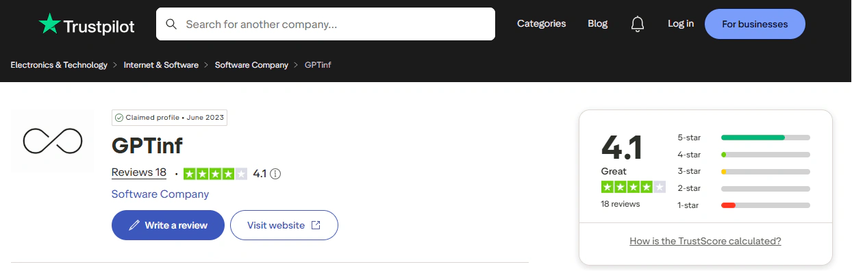 GPTinf trustpilot