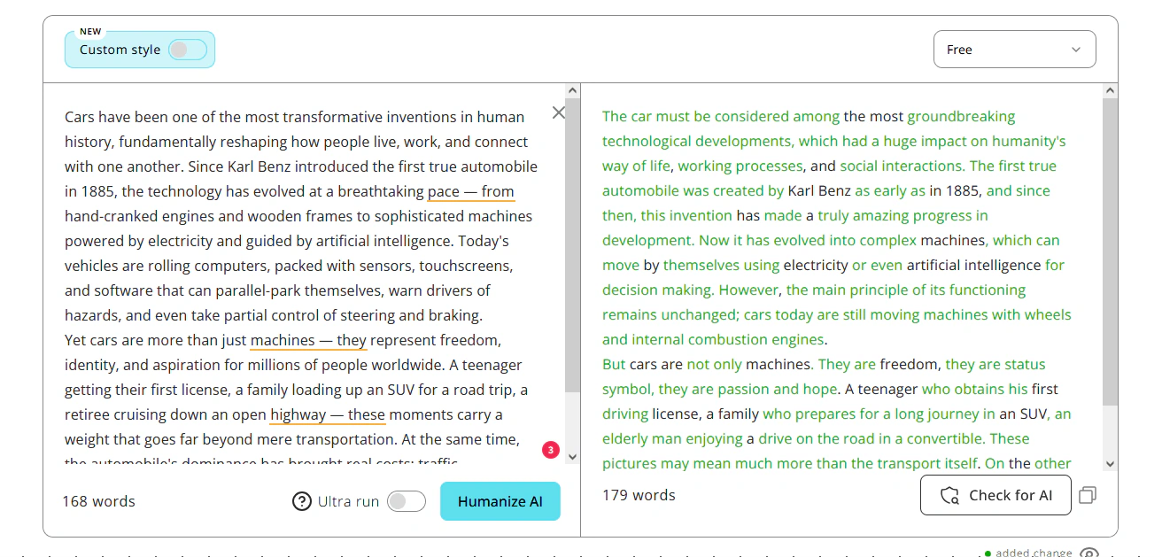 HumanizeAI humanized text