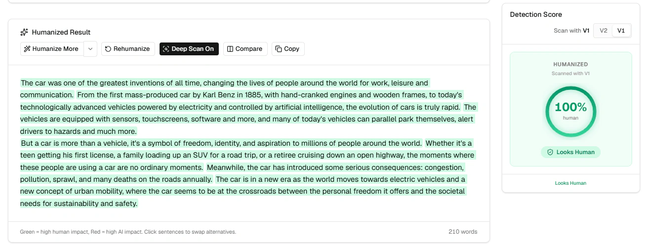 StealthWriter humanized text