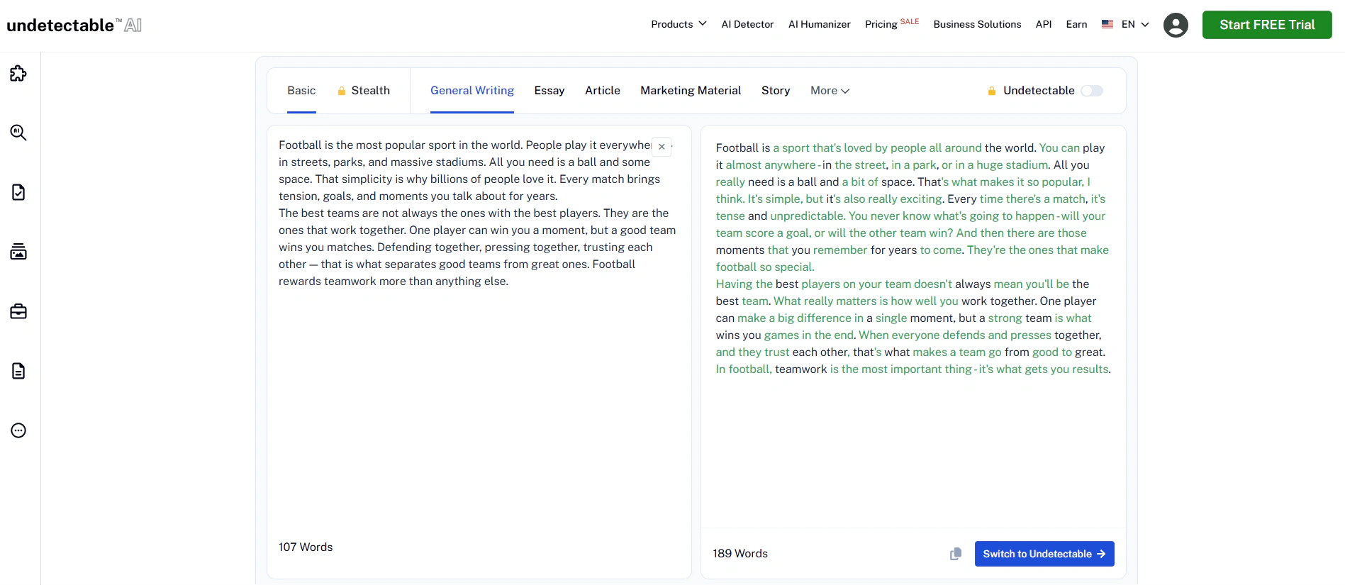 Undetectable ai humanized text