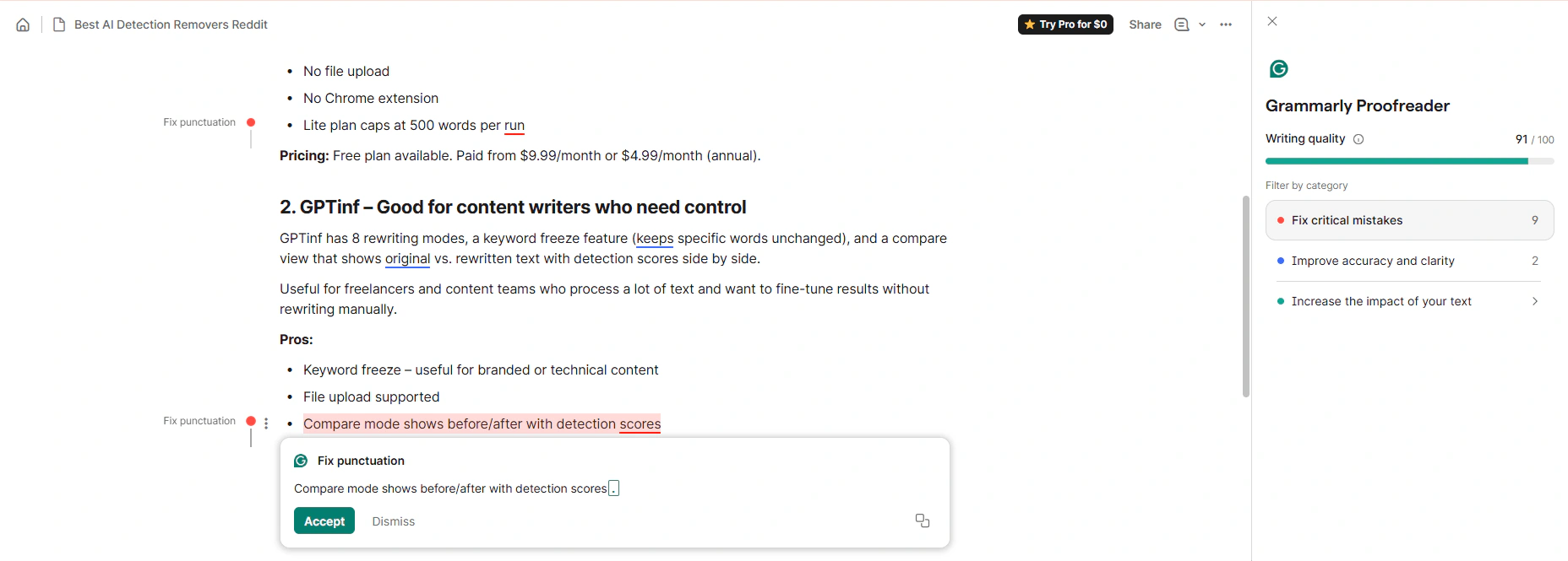 Grammarly doc analyze